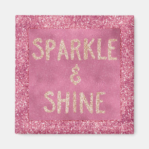 Girly Pink Glitter Sparkle Magnet