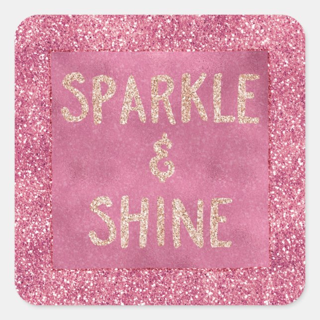 Girly Pink Glitter Sparkle   Square Sticker (Front)