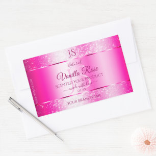 Girly Pink Glitter Stars Product Labels Monogram