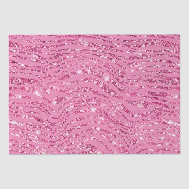 Girly Pink Glitter Zebra Print Tissue Paper (Front)