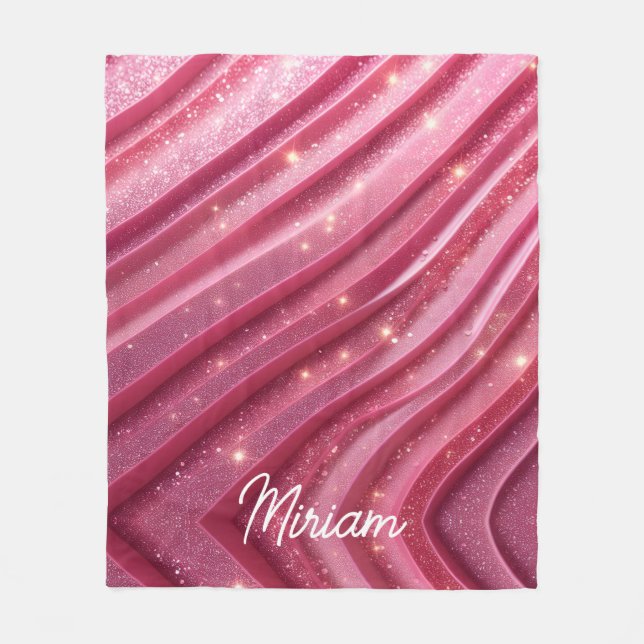 Girly Pink Glittery Luxury Fleece Blanket (Front)