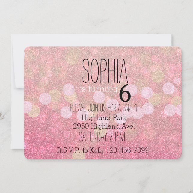 Girly Pink Glittery Sparkles Invitation (Front)