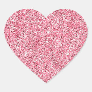 Girly Pink Glitz Glitter Heart Sticker