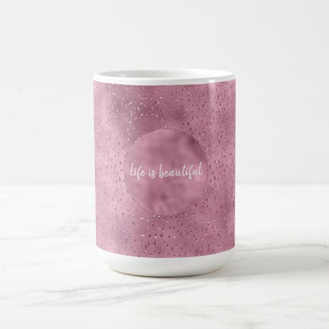 Girly Pink Glitzy Glitter Sparkle personalised Coffee Mug (Center)
