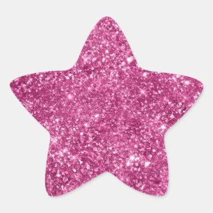 Girly Pink Glitzy Glitter Star Sticker