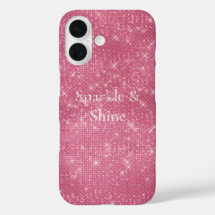 Girly Pink Glitzy Sparkle  iPhone 16 Case