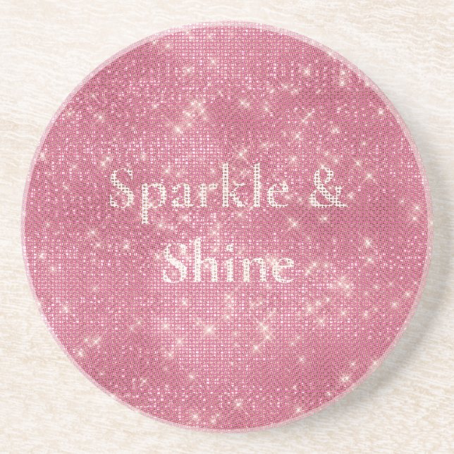 Girly Pink Glitzy Sparkle  Coaster (Front)