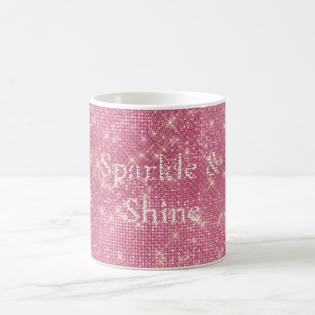 Girly Pink Glitzy Sparkle  Coffee Mug (Center)