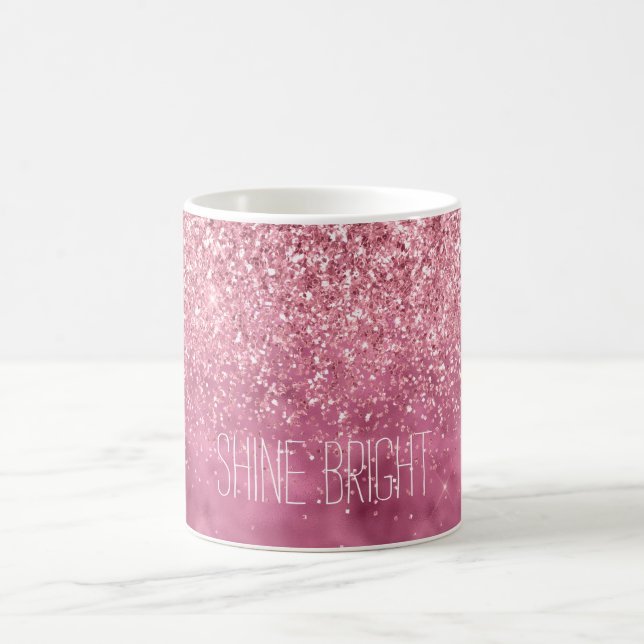 Girly Pink Glitzy Sparkle Glitter personalized Coffee Mug (Center)
