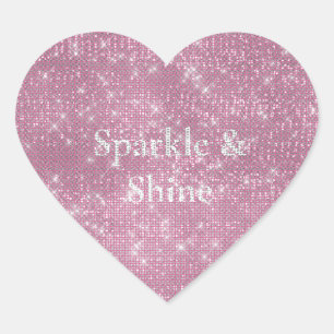 Girly Pink Glitzy Sparkle Heart Sticker