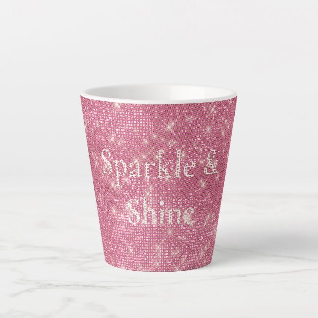 Girly Pink Glitzy Sparkle  Latte Mug (Front)