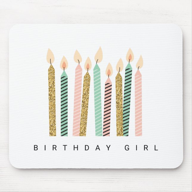 Girly Pink Gold Birthday Happy Birthday PrettyGirl Mouse Pad (Front)