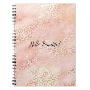 Girly Pink Gold Blush Leopard Print        Notebook