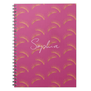 Girly Pink Gold Eyelashes Notebook