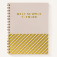 Girly Pink Gold Foil Stripes Baby Shower Planning