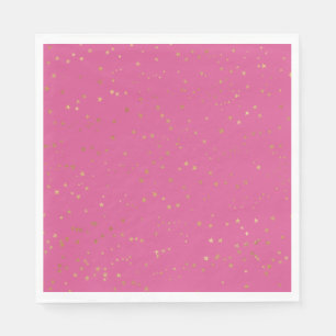 Girly Pink Gold Glam Stars Napkin