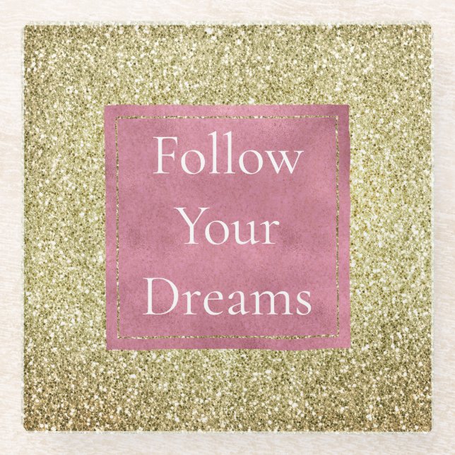 Girly Pink Gold Glitter Sparkle Glitz        Glass Coaster (Front)