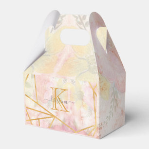 Girly Pink Gold Glitter Sparkle Monogram Floral Favour Box