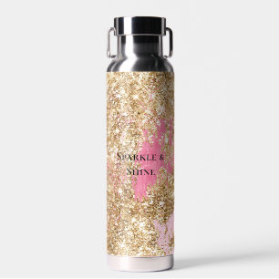 Girly Pink Gold Glitter  Water Bottle