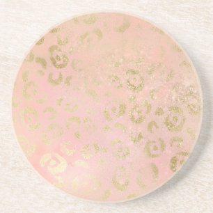 Girly Pink Gold Leopard Coaster