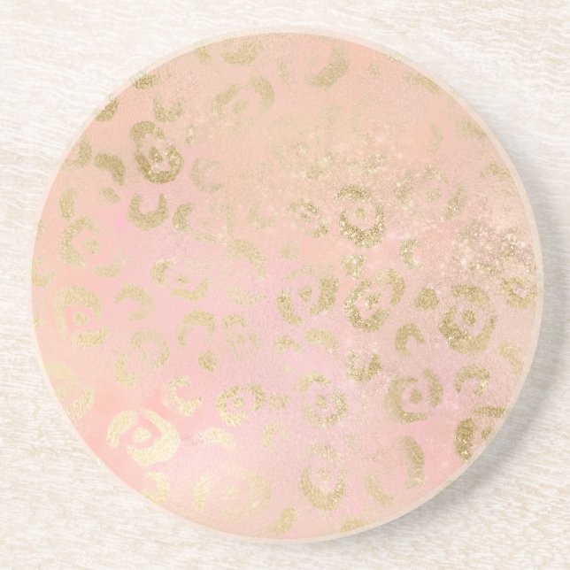 Girly Pink Gold Leopard           Coaster (Front)