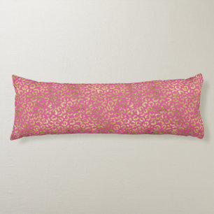 Girly Pink Gold Leopard Print Body Cushion