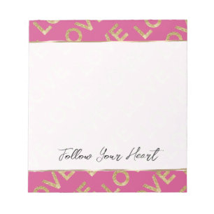 Girly Pink Gold Love Notepad