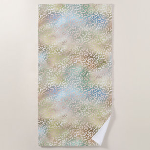 Girly Pink Gold Mint Glam Leopard Print Beach Towel