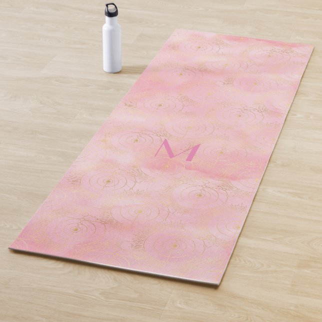 Girly Pink Gold Planet Celestial celebrations Yoga Mat (In Situ)