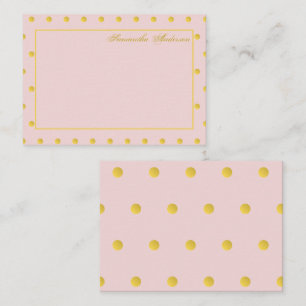 Girly Pink Gold Polka Dot Personalised Card