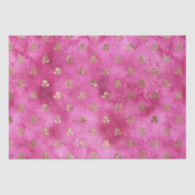 Girly Pink Gold Roses Tissue Paper (Front)
