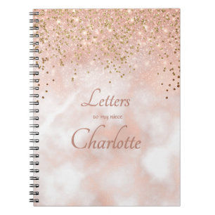 Girly Pink Gold Sparkle Aunt Letters To My Niece Notebook