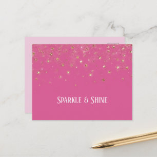 Girly Pink Gold Sparkle Confetti Postcard
