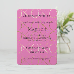 Girly Pink Gold XOXO Invitation