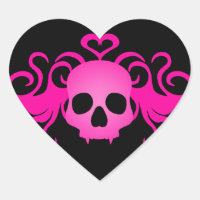 Girly pink goth fanged vampire skull on black