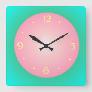 Girly Pink/ Green/ Yellow> Wall Clock