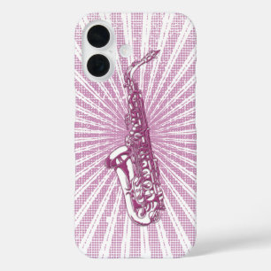 Girly Pink Grunge Saxophone iPhone 16 Case
