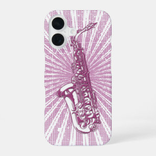 Girly Pink Grunge Saxophone iPhone 16 Case