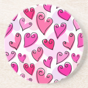 Girly Pink Hearts Cute Romantic Valentines Day  Coaster