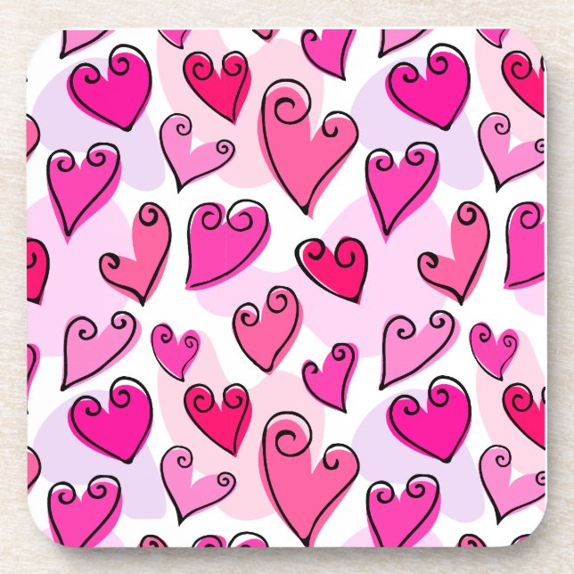 Girly Pink Hearts Cute Romantic Valentines Day  Coaster (Front)