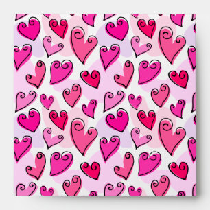 Girly Pink Hearts Cute Romantic Valentines Day Envelope