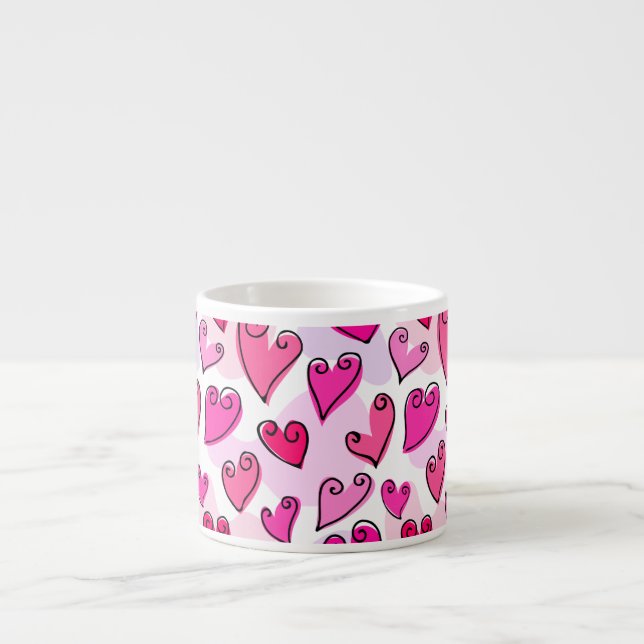 Girly Pink Hearts Cute Romantic Valentines Day  Espresso Cup (Front)