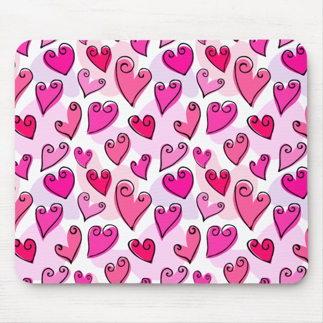 Girly Pink Hearts Cute Romantic Valentines Day  Mouse Pad (Front)
