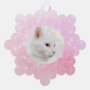 Girly Pink Holiday Frame Tree Decoration Card