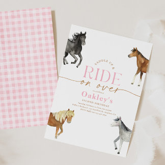 Girly Pink Horse Birthday Invitation
