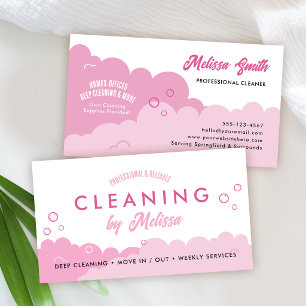 Girly Pink House Cleaning Services Maid Logo  Business Card