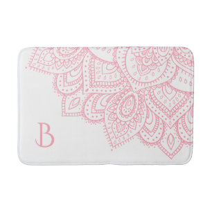 Girly Pink Lace Mandala Bath Mat