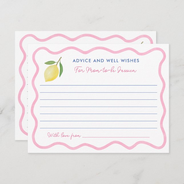 Girly Pink Lemons Advice Well Wishes For Mum Cards (Front/Back)