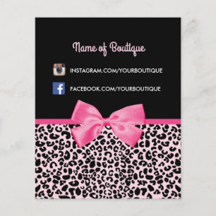 Girly Pink Leopard Print Cute Bow Beauty Boutique Flyer