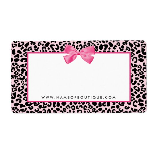 Girly Pink Leopard Print Cute Bow Beauty Boutique Shipping Label